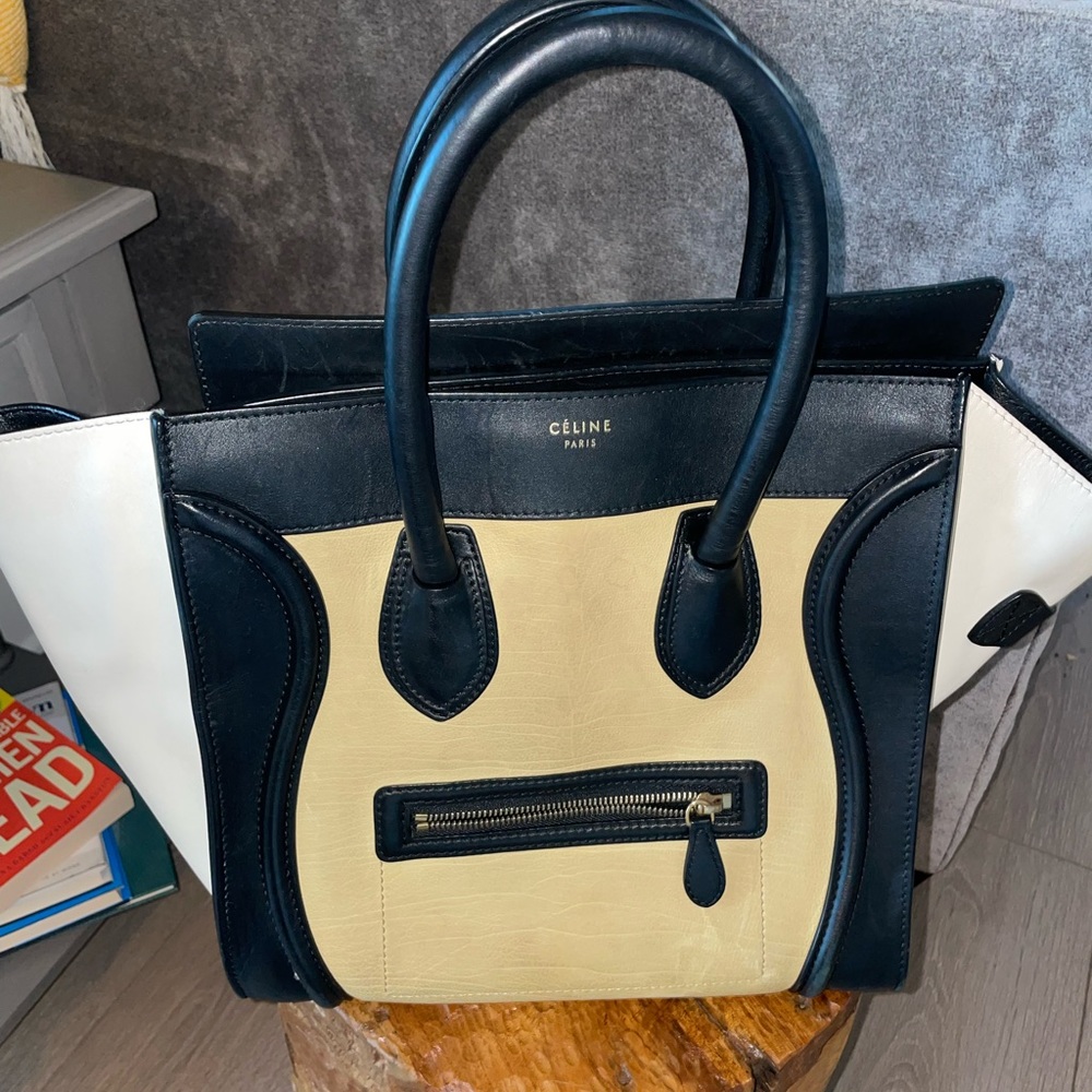 Céline Luggage Tri Color Leather Tote